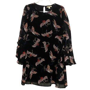 Miami Exotic Crane Print Dress M Whimsigoth Frilly Romantic Cocktail Francesca's